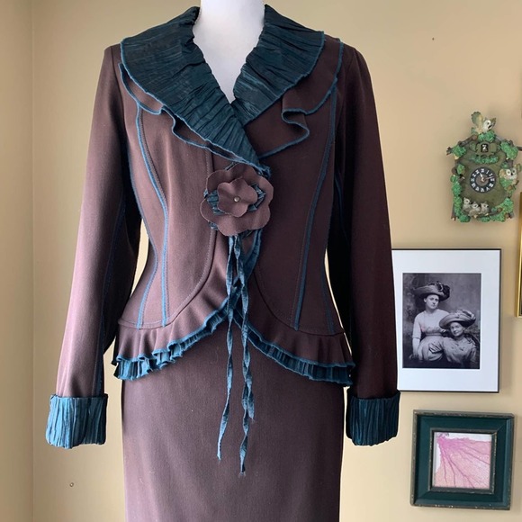 VEX 50's Peplum Blazer Layered Skirt Suit Set size 8 Victorian Steampunk - Picture 12 of 16